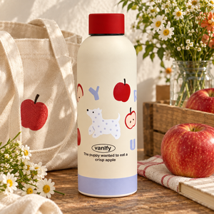 Borraccia color crema con tappo rosso – Mela o cucciolo – Immagine 10