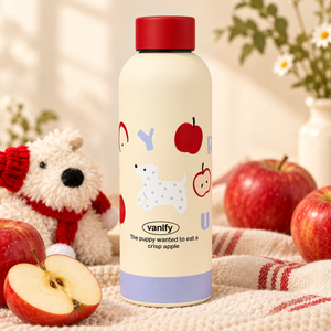 Borraccia color crema con tappo rosso – Mela o cucciolo – Immagine 7