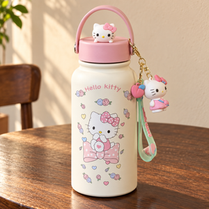 Borraccia Hello Kitty rosa con ciondolo – Immagine 2