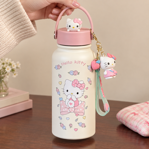 Borraccia Hello Kitty rosa con ciondolo – Immagine 3