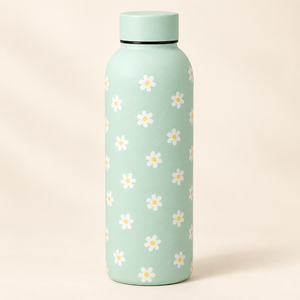 Borraccia verde chiaro con margherite – Immagine 1