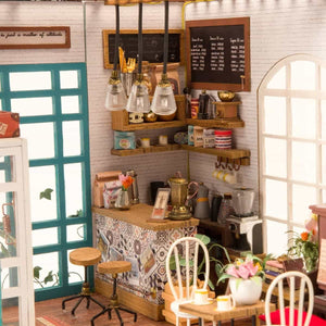 Caffetteria in miniatura con luci e pianoforte – Immagine 5