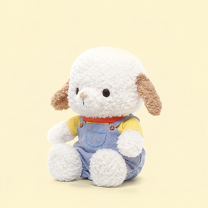 Cagnolino di peluche con vestiti blu – Immagine 1