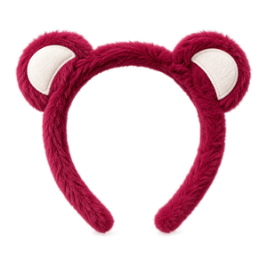 Fascia per capelli in peluche con orecchie da orso bordeaux – Immagine 2