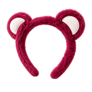 Fascia per capelli in peluche con orecchie da orso bordeaux – Immagine 4