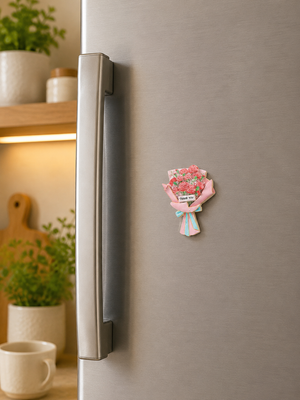 Magnete da frigorifero – Mazzo di garofani rosa – Immagine 1
