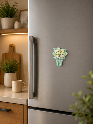 Magnete da frigorifero – Mazzo di gelsomini bianchi – Immagine 1