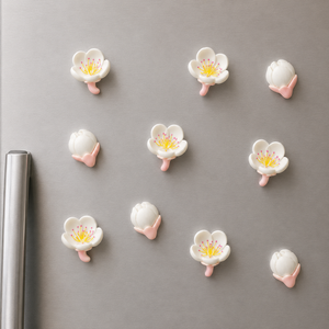 Magneti da frigorifero fiori bianchi – 9 pezzi – Immagine 1