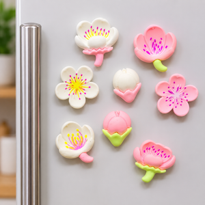 Magneti da frigorifero fiori rosa chiaro e bianchi – 8 pezzi – Immagine 2