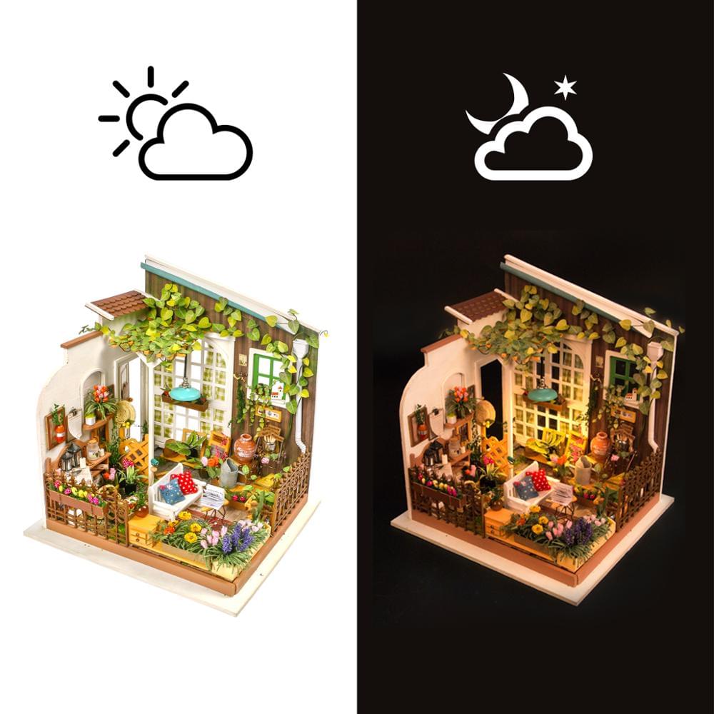 Balcone fiorito in miniatura con illuminazione – Immagine 2