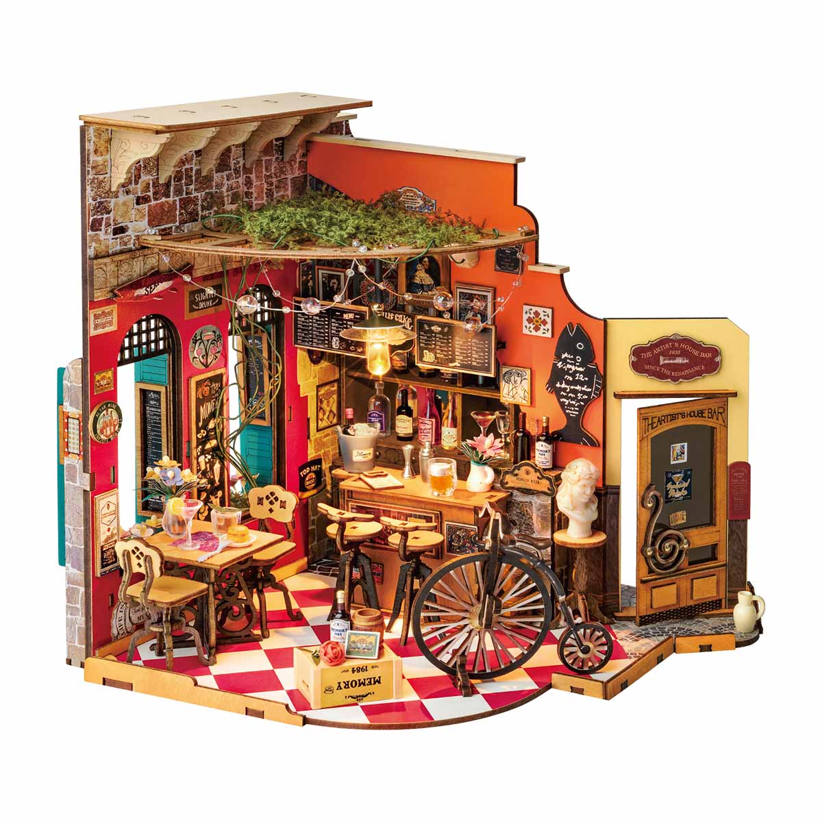 Bar e ristorante in miniatura con illuminazione – Immagine 1