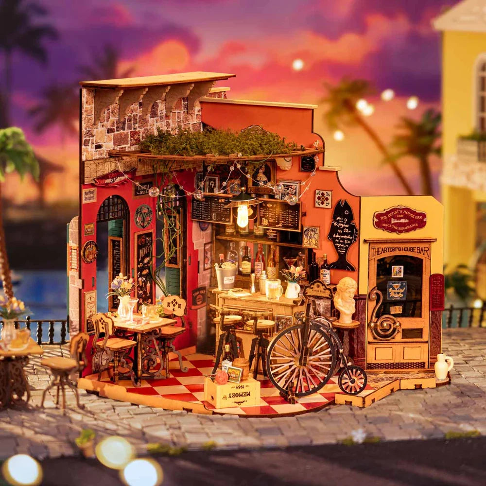 Bar e ristorante in miniatura con illuminazione – Immagine 3