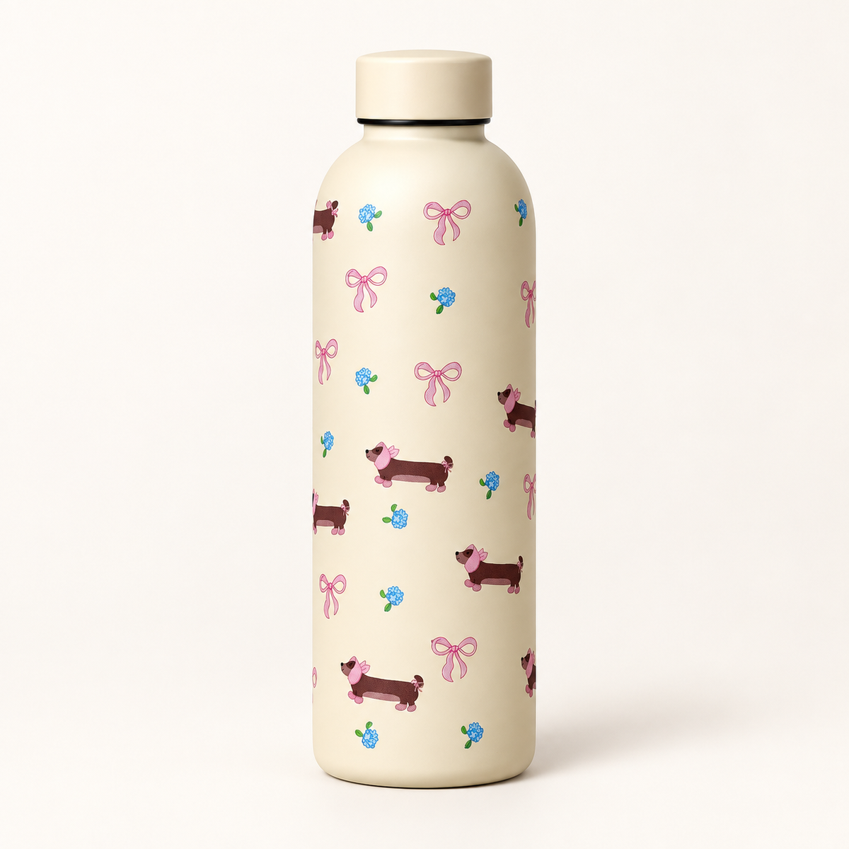 Borraccia color crema con cani e fiocchi – Immagine 1