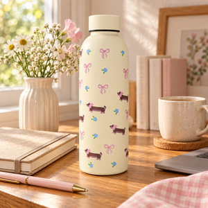 Borraccia color crema con cani e fiocchi – Immagine 3