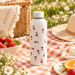 Borraccia color crema con fiorellini rosa – Immagine 5