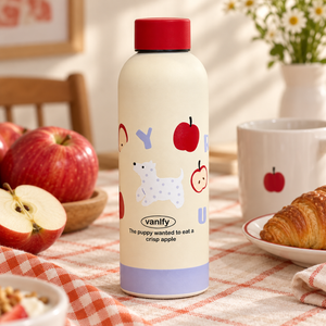 Borraccia color crema con tappo rosso – Mela o cucciolo – Immagine 8
