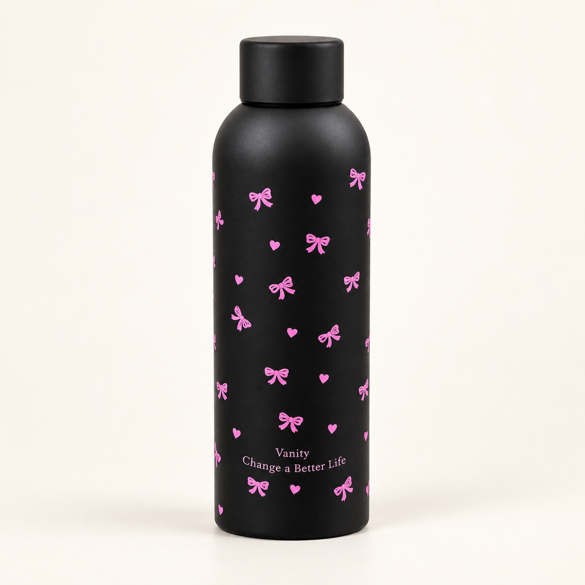 Borraccia nera con fiocchi rosa – Immagine 1