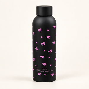 Borraccia nera con fiocchi rosa – Immagine 1