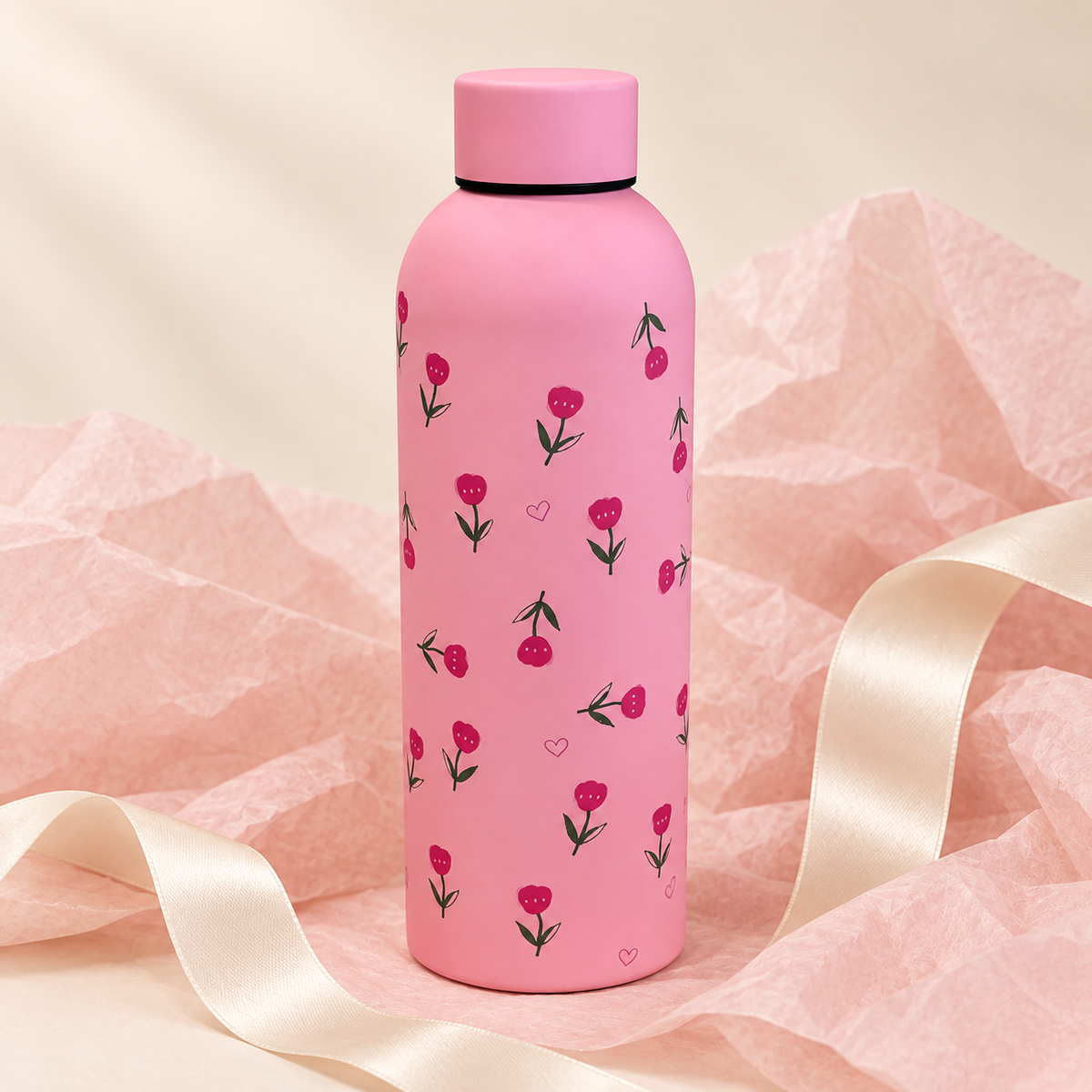 Borraccia rosa con fiori – Immagine 6