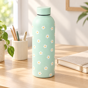 Borraccia verde chiaro con margherite – Immagine 2