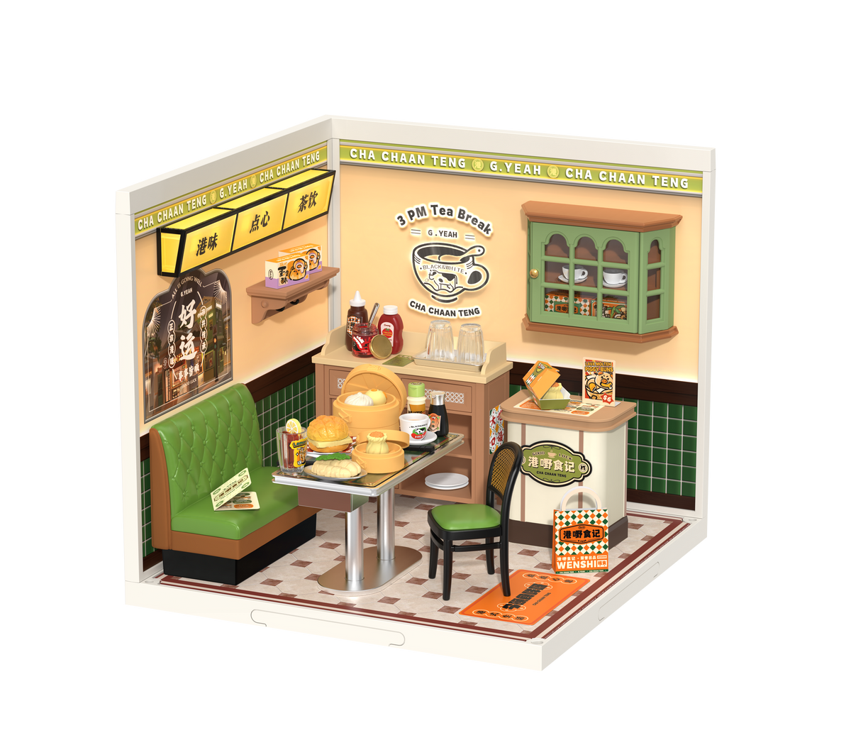 Caffetteria di Hong Kong in miniatura con luci – Immagine 1