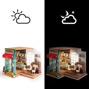 Caffetteria in miniatura con luci e pianoforte – Immagine 3