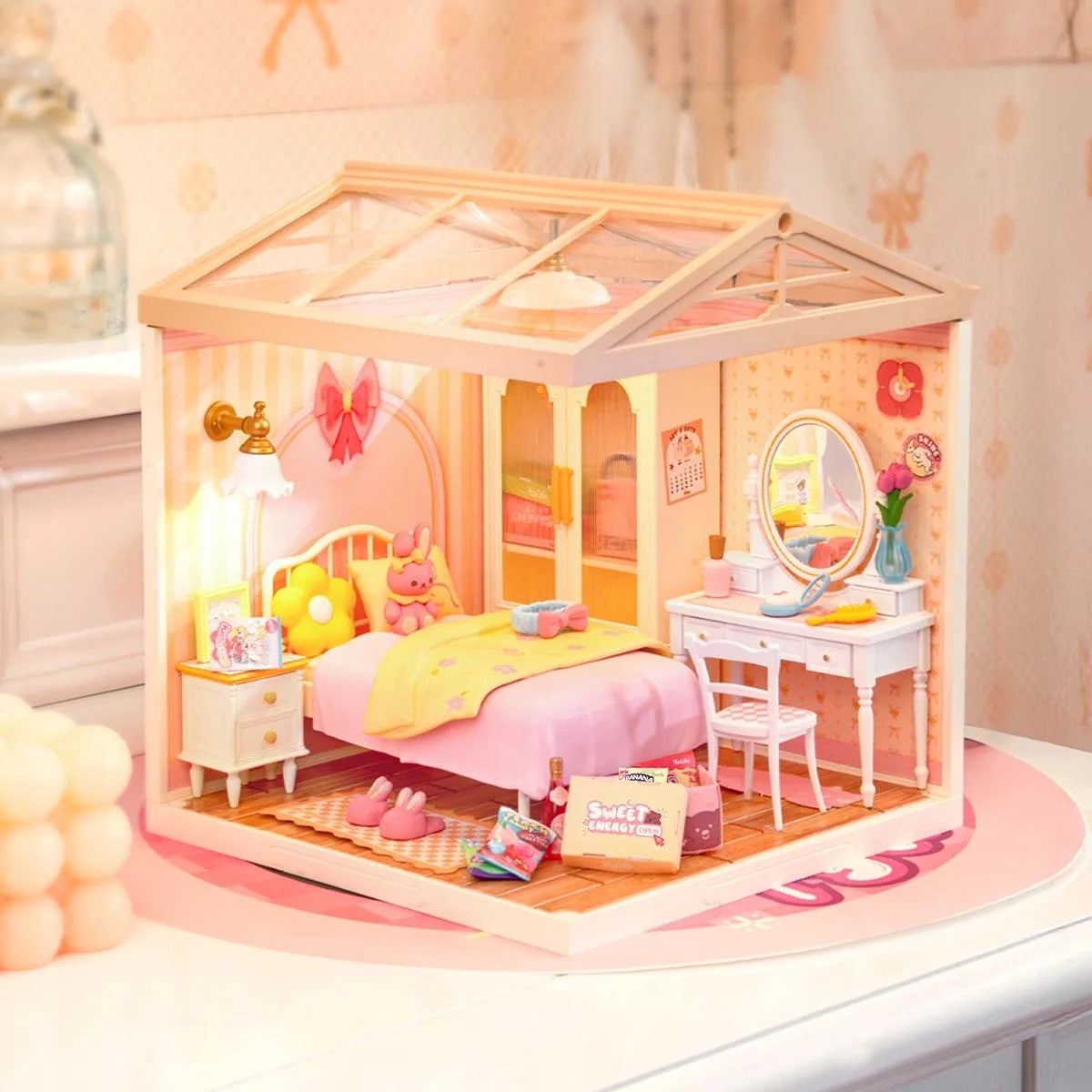 Camera da letto rosa in miniatura da assemblare – Immagine 4