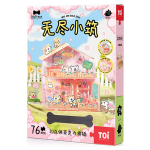 Casetta rosa del cucciolo – Puzzle 3D in acrilico da 76 pezzi – Immagine 1