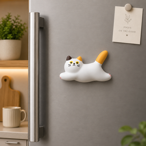 Magnete da frigorifero – Gatto bianco con coda dorata – Immagine 3