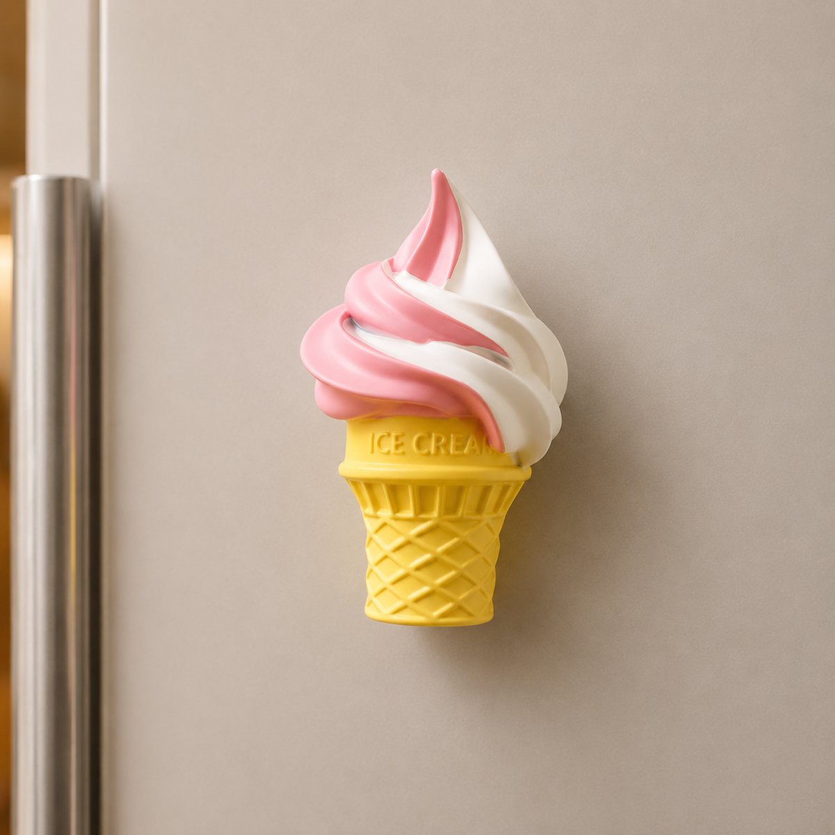 Magnete da frigorifero – Gelato alla fragola e vaniglia – Immagine 1