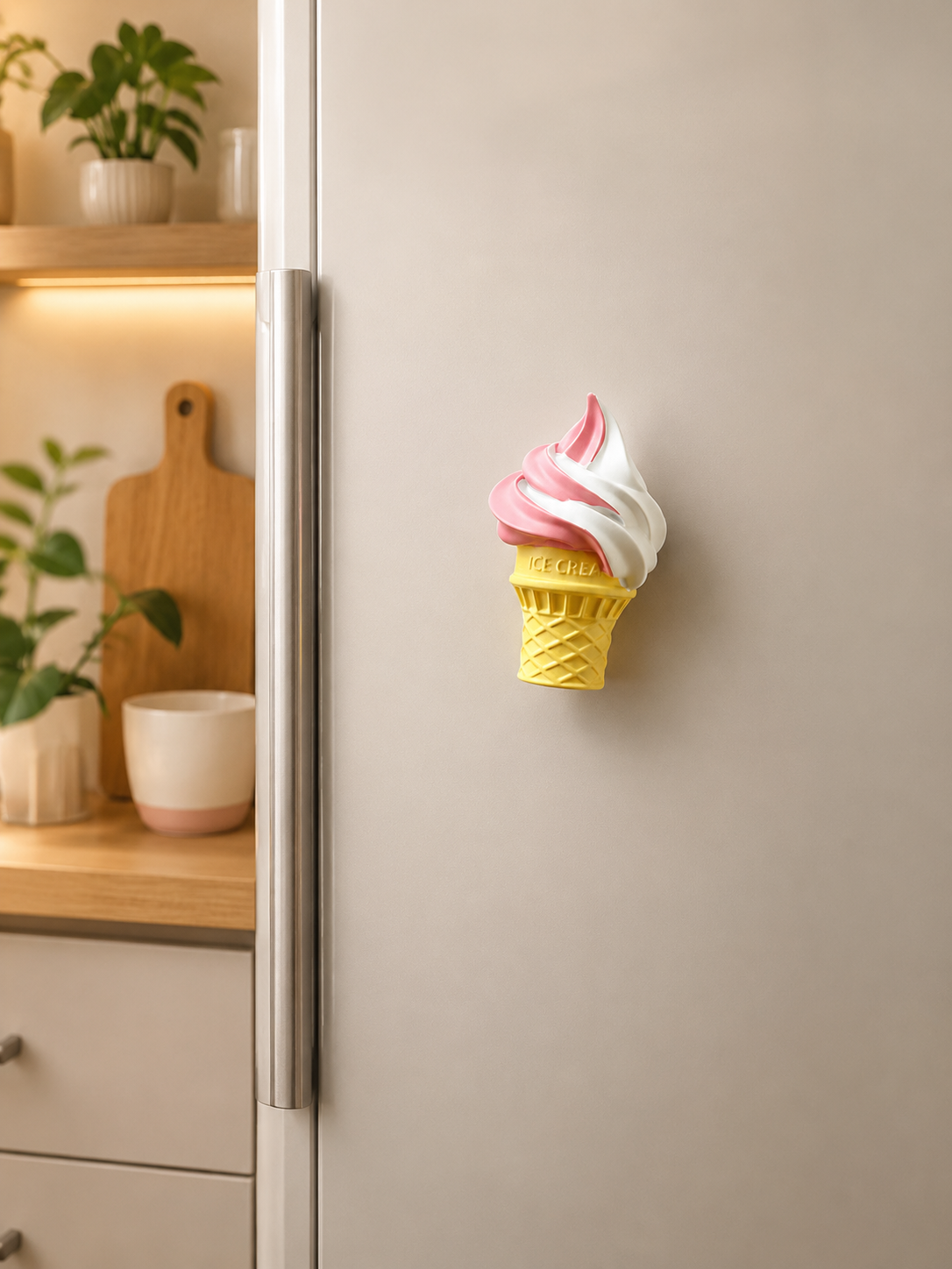 Magnete da frigorifero – Gelato alla fragola e vaniglia – Immagine 2