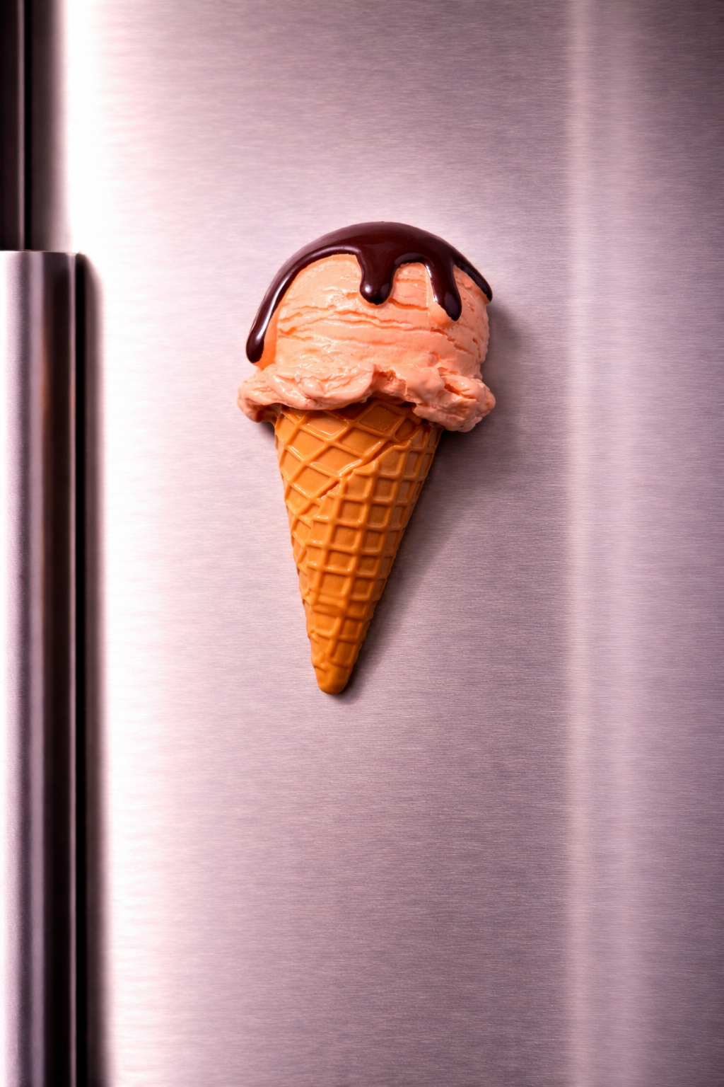 Magnete da frigorifero – Gelato alla vaniglia con colata di cioccolato – Immagine 1