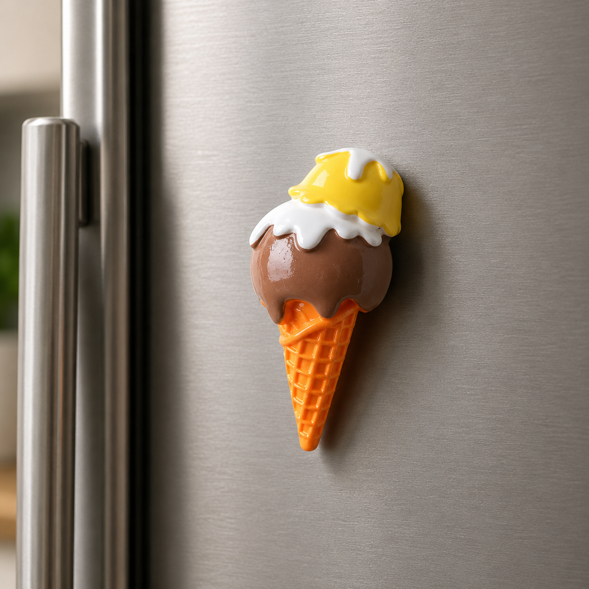 Magnete da frigorifero – Gelato alla vaniglia e cioccolato – Immagine 1
