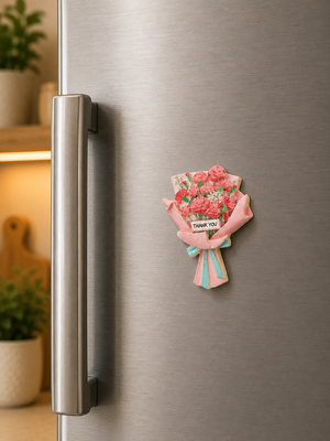 Magnete da frigorifero – Mazzo di garofani rosa – Immagine 2
