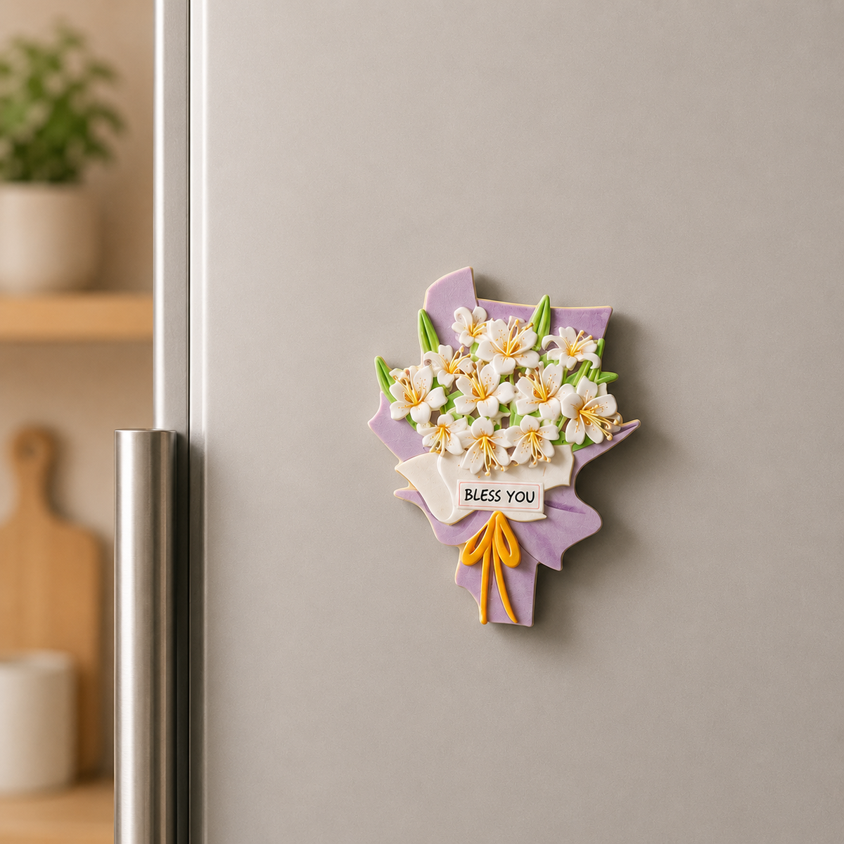 Magnete da frigorifero – Mazzo di gigli viola – Immagine 1
