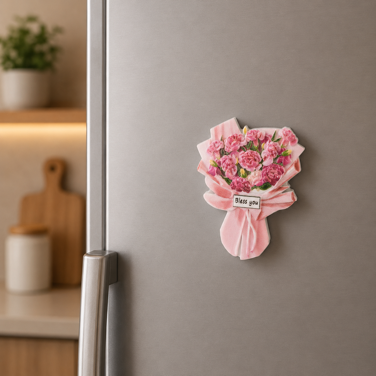 Magnete da frigorifero – Mazzo di rose rosa – Immagine 1