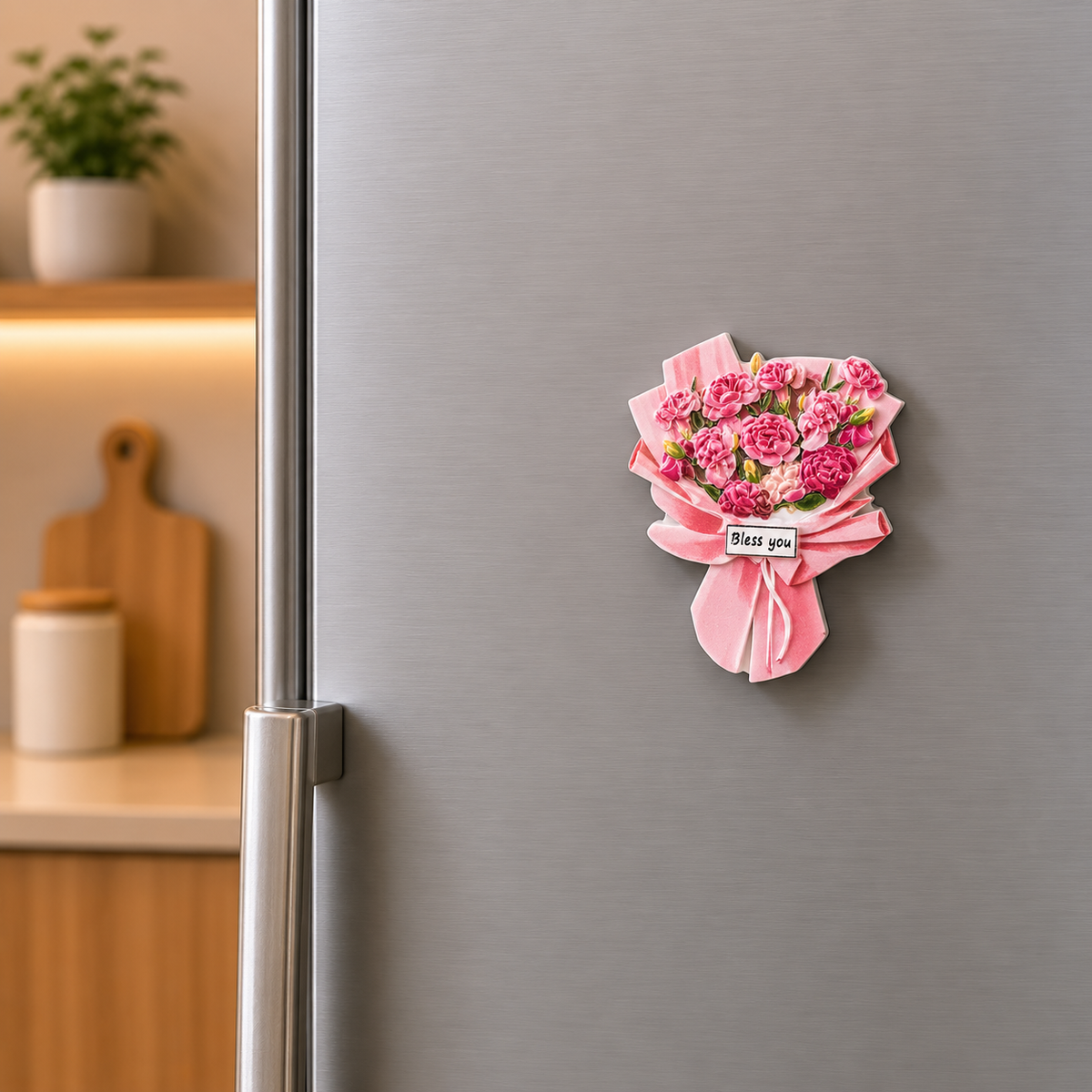 Magnete da frigorifero – Mazzo di rose rosa – Immagine 3