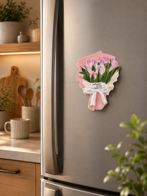 Magnete da frigorifero – Mazzo di tulipani rosa – Immagine 1