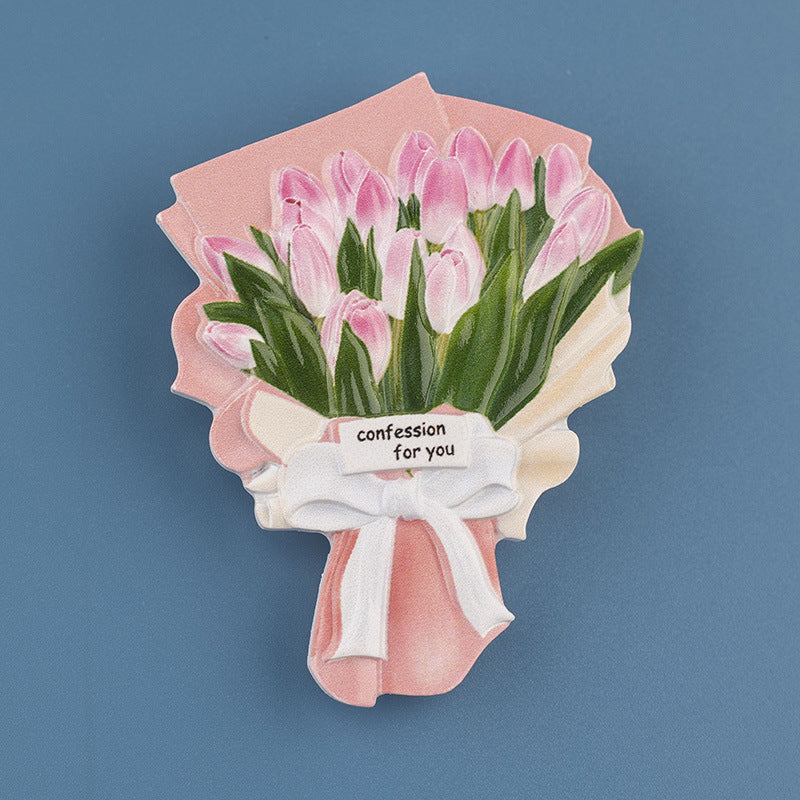 Magnete da frigorifero – Mazzo di tulipani rosa – Immagine 2