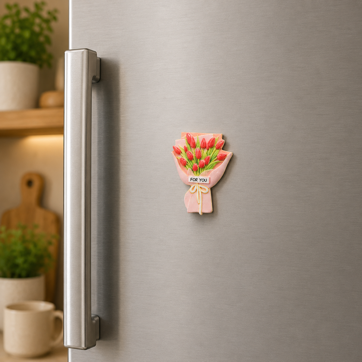 Magnete da frigorifero – Mazzo di tulipani rossi – Immagine 2