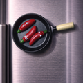 Magnete da frigorifero – Padella con peperoncino animato – Immagine 1