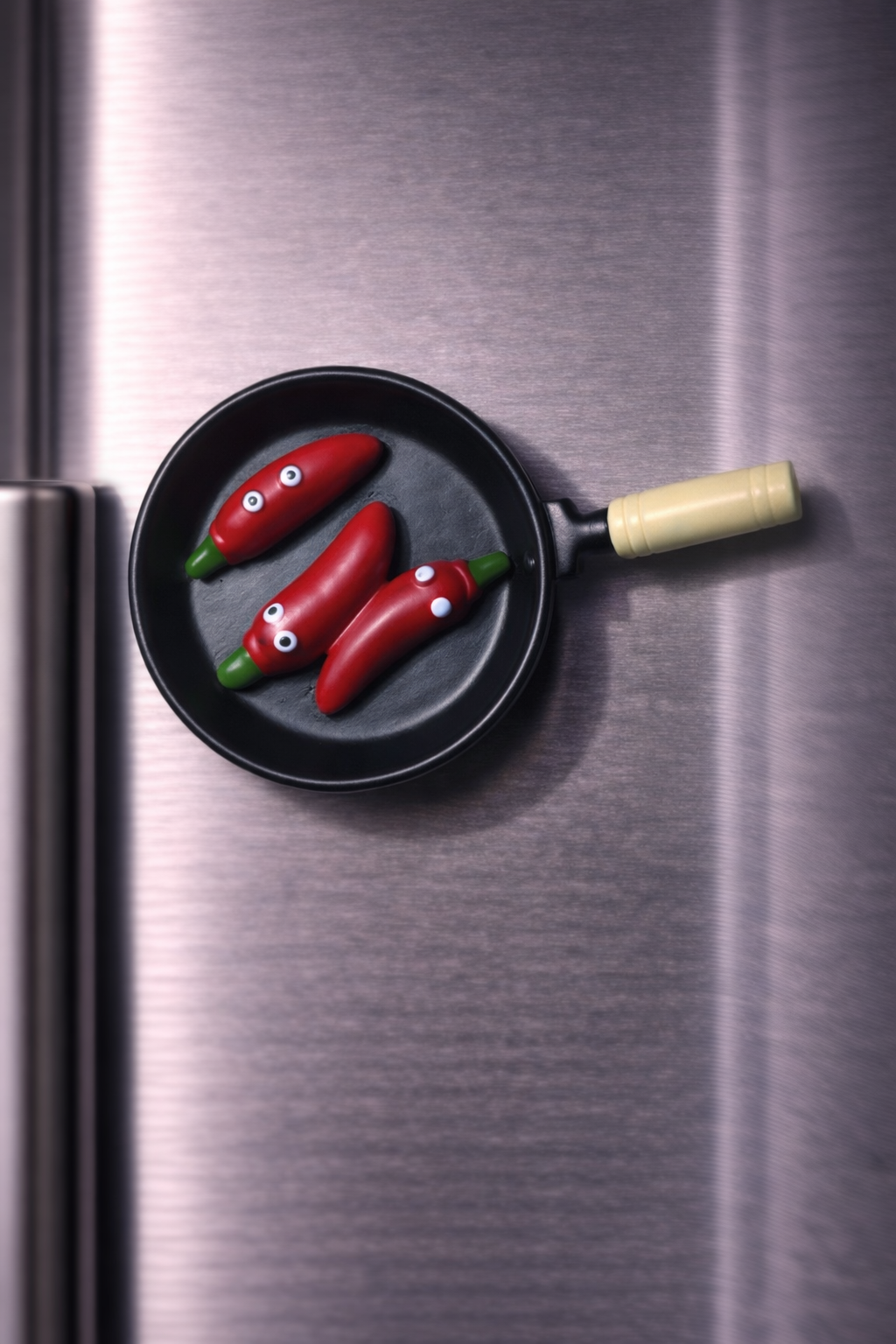 Magnete da frigorifero – Padella con peperoncino animato – Immagine 1