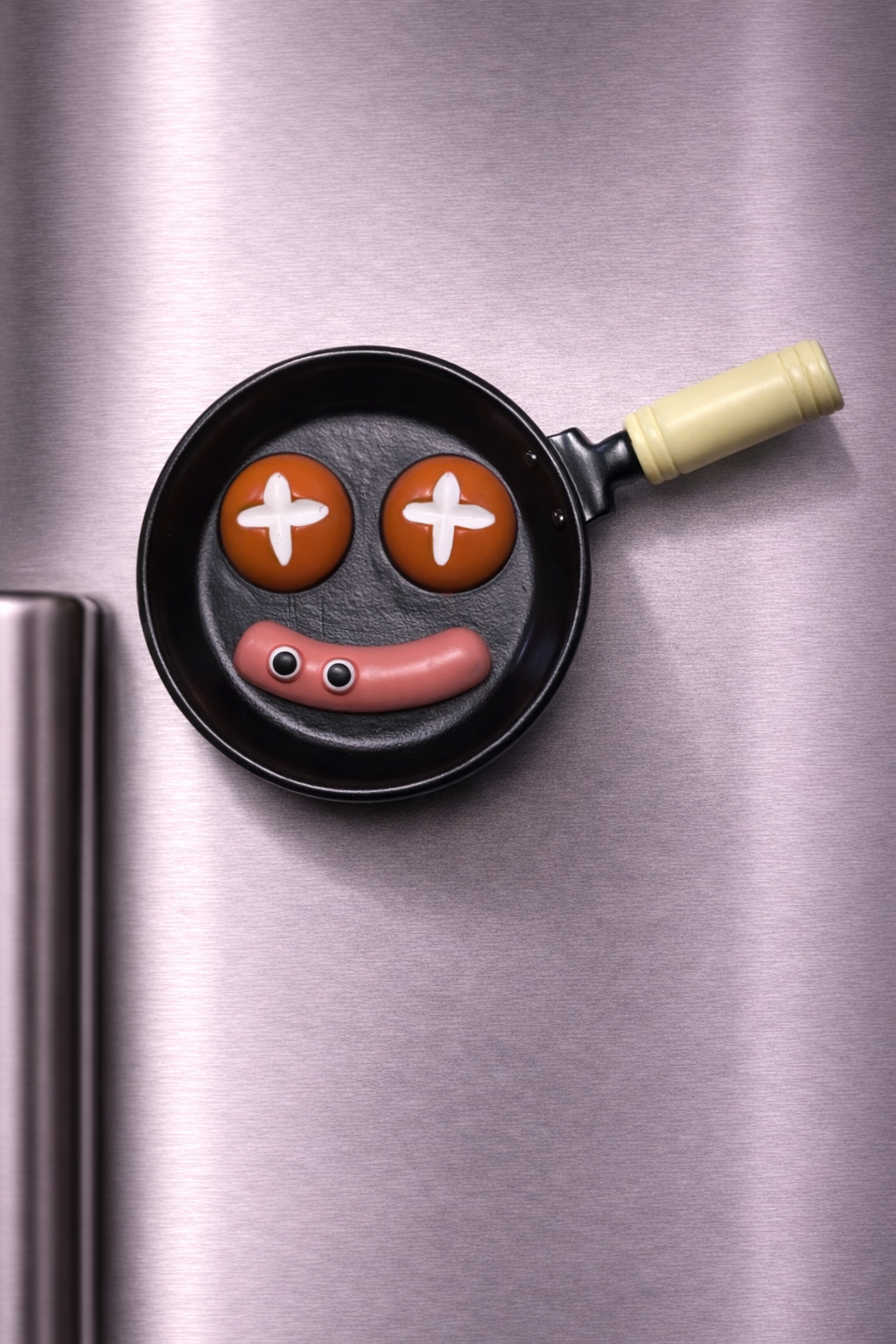 Magnete da frigorifero – Padella della colazione sorridente – Immagine 1