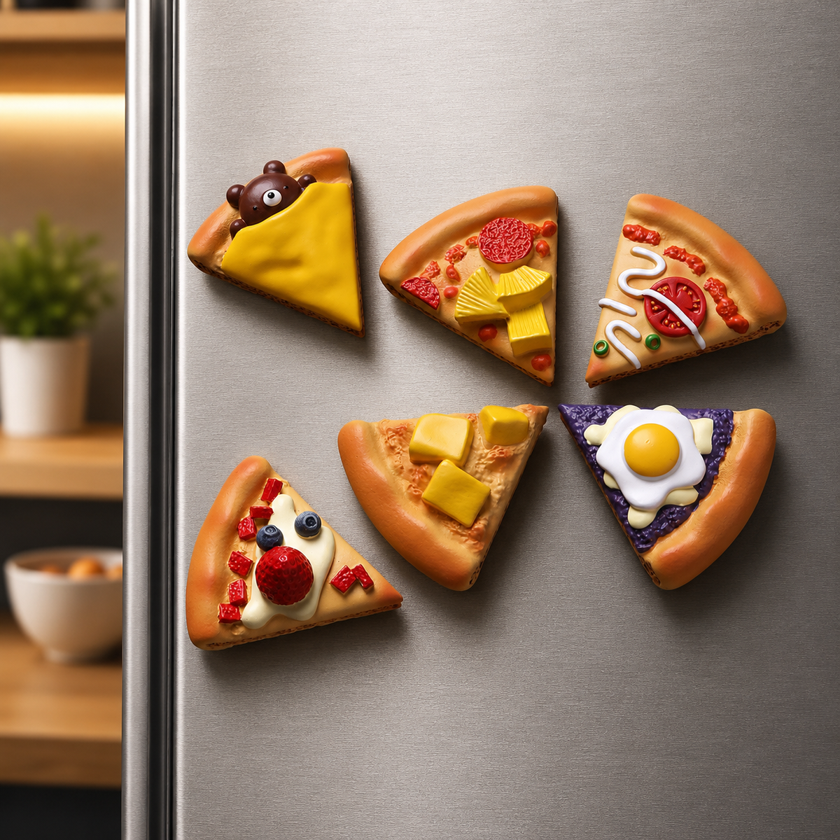 Magneti da frigorifero fette di pizza – 6 pezzi – Immagine 3