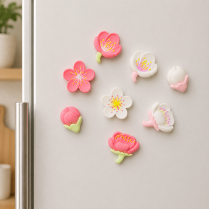 Magneti da frigorifero fiori rosa e bianchi – 8 pezzi – Immagine 1