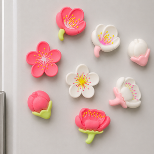 Magneti da frigorifero fiori rosa e bianchi – 8 pezzi – Immagine 2