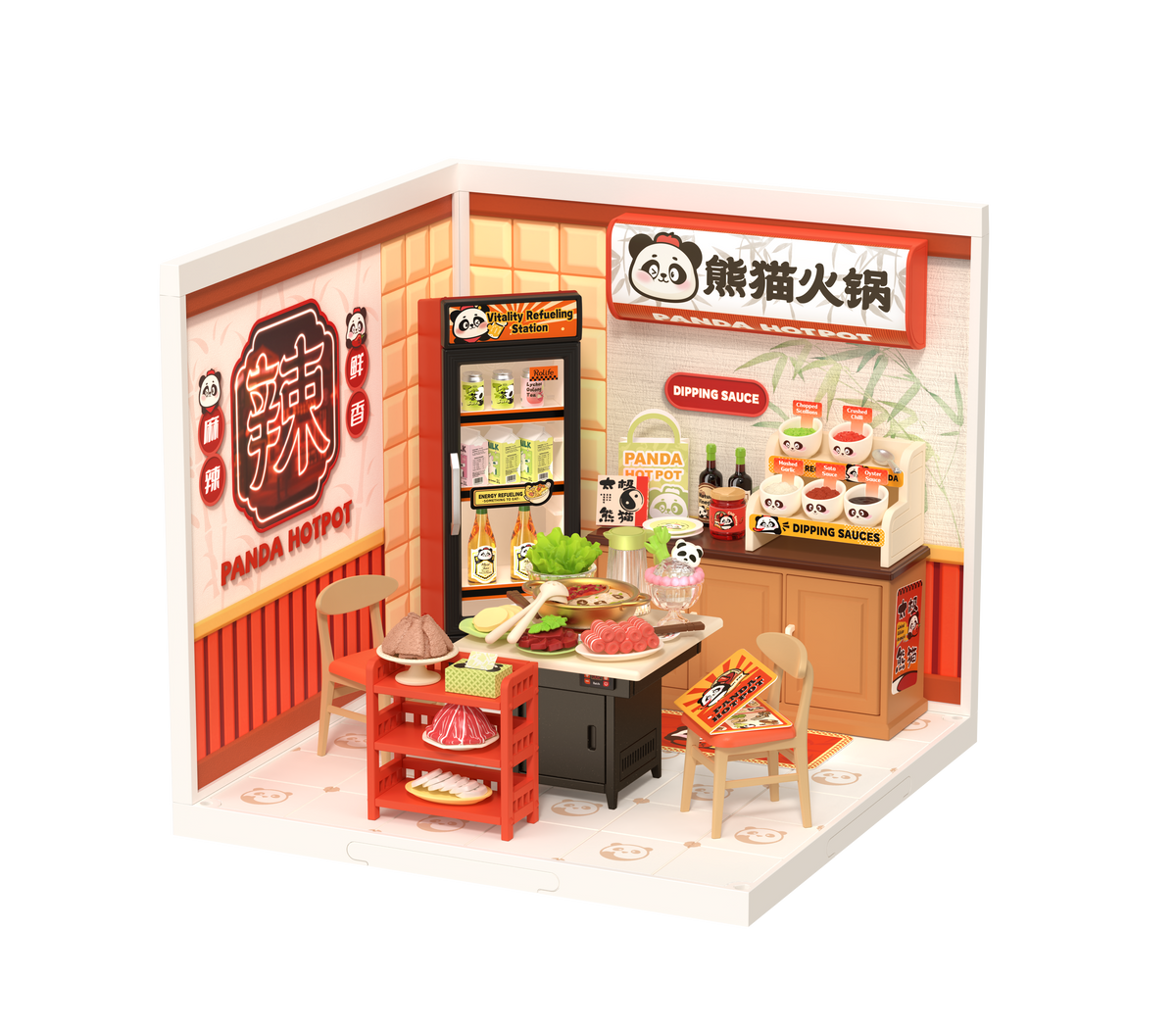 Ristorante del panda con pentola calda in miniatura – Immagine 1