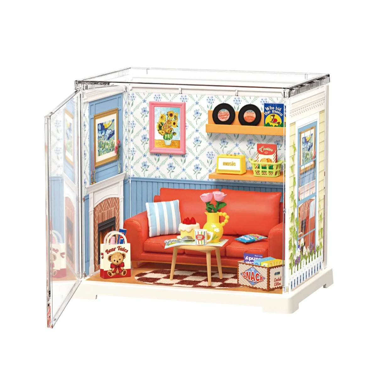 Salotto rustico blu in miniatura – Immagine 1