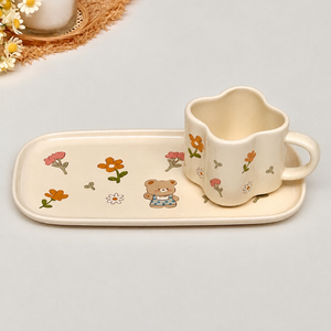 Tazza e piattino in ceramica a tulipano – 120 ml – Immagine 10