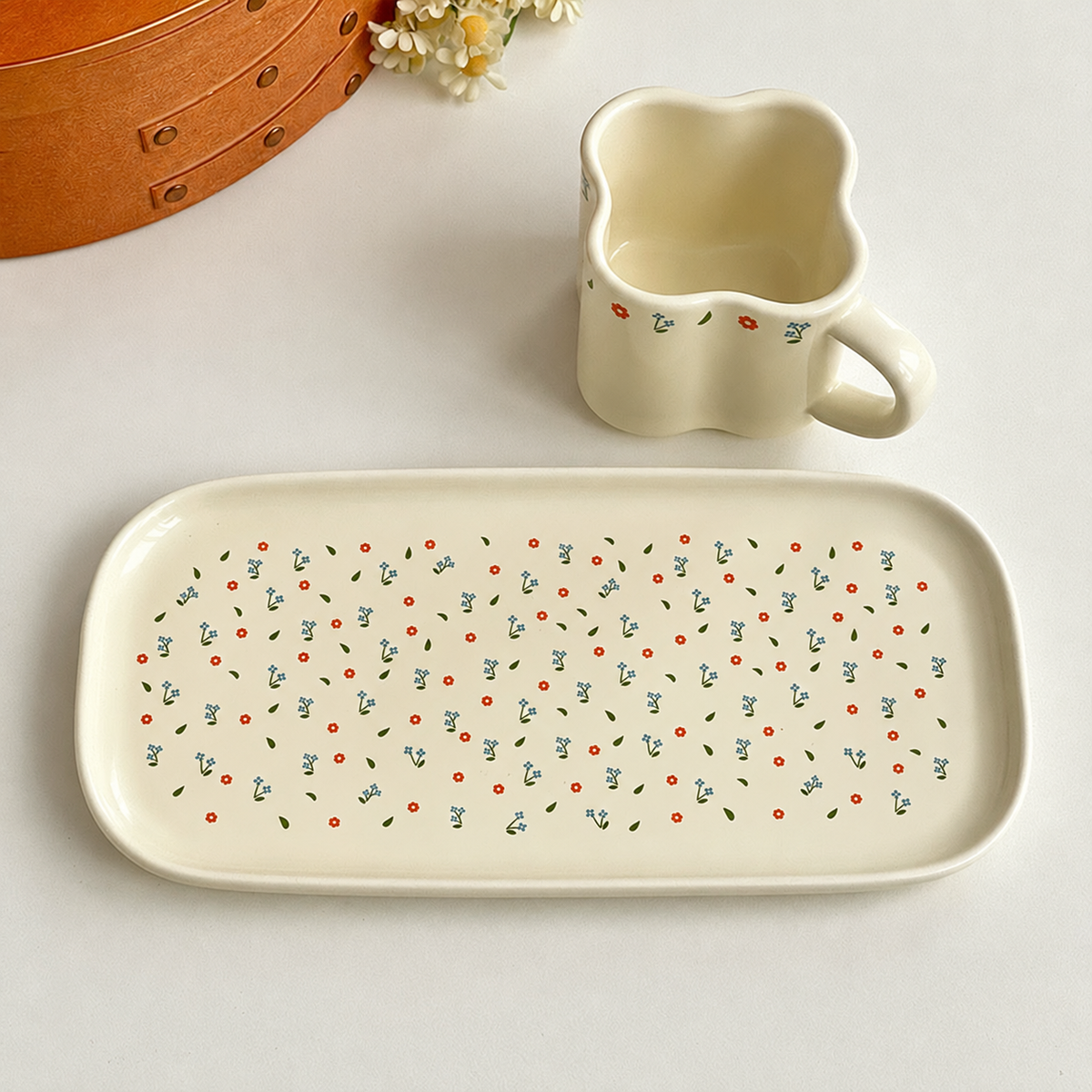 Tazza e piattino in ceramica a tulipano – 120 ml – Immagine 5